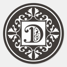 Custom Monogram D Stickers In Black and White
