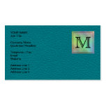 Custom Monogram Image on Teal Pattern. Business Cards