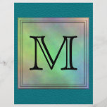 Custom Monogram Image on Teal Pattern. Flyer Design
