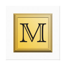Custom Monogram Picture, nonmetallic gold colours. Stretched Canvas Prints