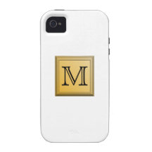 Custom Monogram Picture, nonmetallic gold colours. Case-Mate iPhone 4 Cover