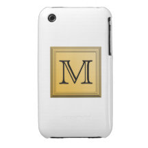 Custom Monogram Picture, nonmetallic gold colours. iPhone 3 Case-Mate Cases