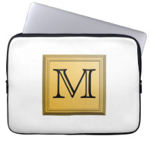 Custom Monogram Picture, nonmetallic gold colours. Laptop Computer Sleeve