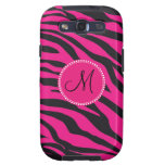 Custom Monogrammed Initial Hot Pink Black Zebra Samsung Galaxy SIII Cases