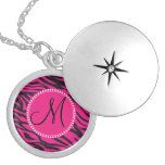 Custom Monogrammed Initial Hot Pink Black Zebra Necklaces