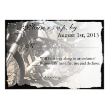 Custom Motorcycle Biker Wedding RSVP card Invites