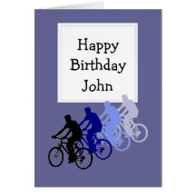 Custom Name Birthday for Bike, Cycle Fan Greeting Cards