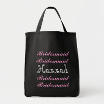 Custom Name BRIDESMAID Bag - BLACK WHITE PINK