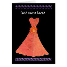Custom Name - BRIDESMAID Card Pumpkin Orange Gown