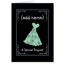 CUSTOM NAME - Bridesmaid Mint Green Dress Greeting Cards