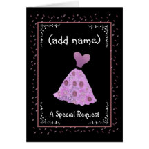 CUSTOM NAME - Bridesmaid - PINK Flowered Dress Cards