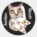 Custom Name Dance Cats Label Sticker