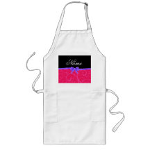 Custom name pink swirls purple glitter bow apron