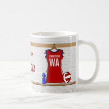 Custom Netball Uniform Red with Blue and White Coffee Mugs