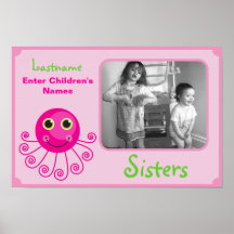 Custom Octopus Big Sister Child's Name Posters