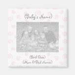 Custom Photo Birth Announcement Magnet-Baby Girl