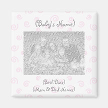 Custom Photo Birth Announcement Magnet-Baby Girl