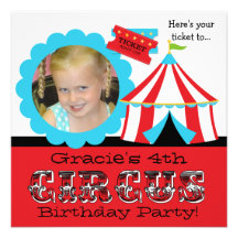 Custom Photo Circus Ticket Birthday Invitation