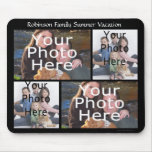 Custom Photo Collage Mousepad Add 4 Photos +Title mousepads