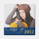 Custom photo navy blue class of school graduation fridge magnets