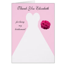 Custom Pink Bridesmaid Thank You Card