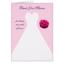 Custom Pink Maid of Honour Thank You Card