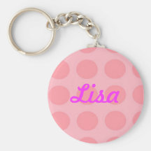 Custom Pink Polka Dot Key Chain