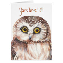 Custom Shocked Funny-Little Owl, 18th Birthday Card
