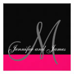 Custom Wedding Invitation Monogram Name Pink Black