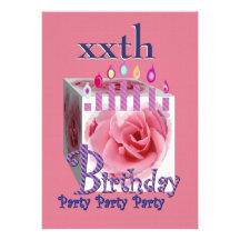 Custom Year Birthday Party - PINK Rose Box Invites
