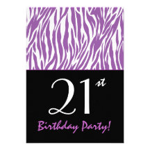 Custom Year Trendy Zebra Stripes Purple and White Personalized Announcements