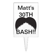 Custome Stache Bash Cake Topper
