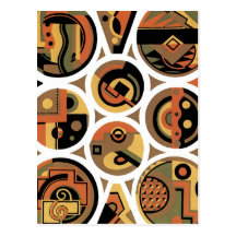 Customisable Art Deco Geometric Circle Abstract Postcards