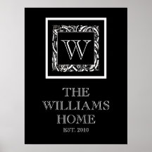 Customisable Art NouveauFamily Wall Print in Black