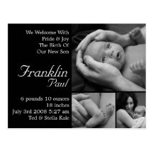 Customisable Birth Announcement Customised Post Card