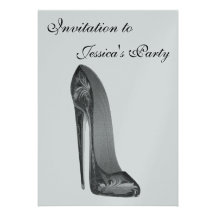 Customisable Black and Silver Stiletto Invitation