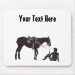 Customisable Black and White Resting Horse Mousepa Mousepad