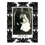 Customisable Black Damask Thank You Post Card