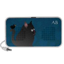 Customisable: Blackbird & fat black cat Laptop Speaker