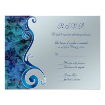 Customisable Blue and Silver RSVP Card Custom Invites