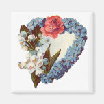 Customisable Blue Floral Heart Magnet