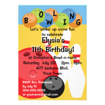 Customisable Bowling Birthday Party Personalised Announcement