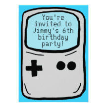 Customisable boy's gamer birthday party invites
