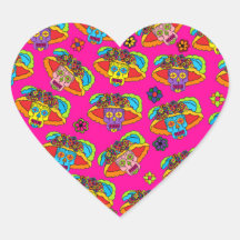 Customisable Catrina Sugar Skulls Heart Stickers