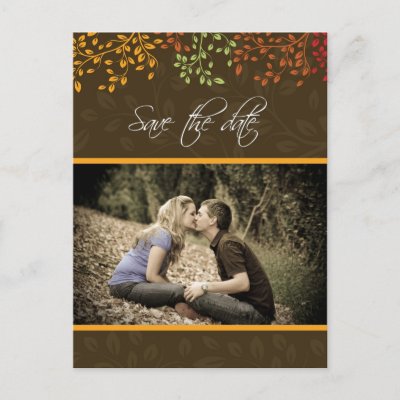 Customisable Fall Save the Date Wedding Invitation Post Card by