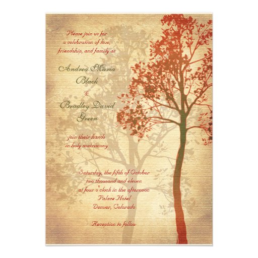 Customisable Fall Tree Wedding Invitation