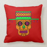 Customisable Gaucho Sugar Skulls Throw Pillow