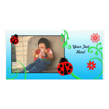 Customisable Ladybug Card in Blue Photo Greeting Card