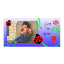 Customisable Ladybug card in Purple Photo Card Template