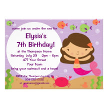 Customisable Mermaid Birthday Party Personalised Invitation